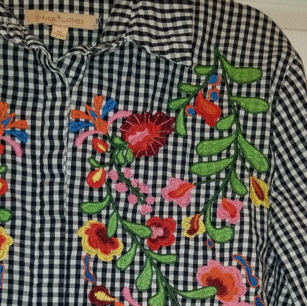 Gibson Latimer Gingham Embroidered Button Shirt - image 3